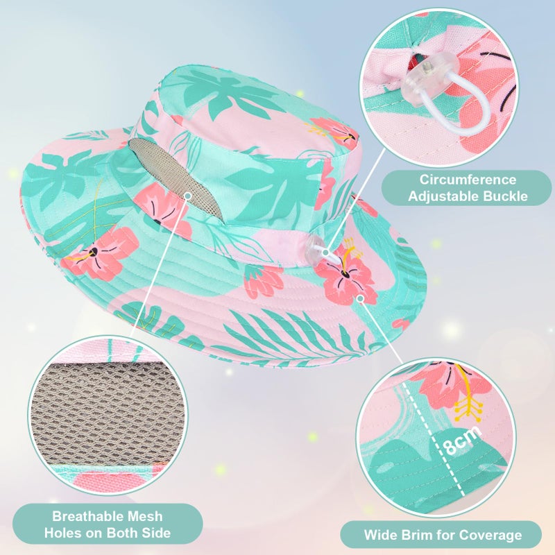 ICOSY Kids Sun Hat for Girls Mesh Bucket Hat Toddler UV Protection Beach Hat Kids Foldable Fishing Hat for Girls 2-8 Years Blue Green - Image 4